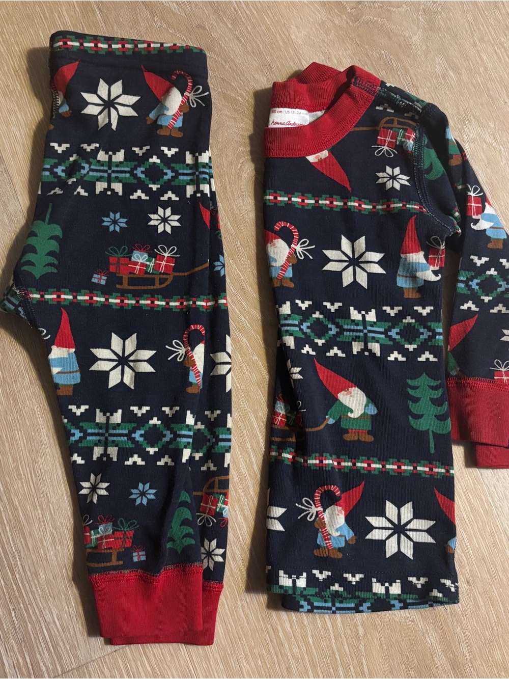 Hanna Andersson 18-24m / Size 80 Organic Cotton Gnome Christmas Pajamas PJ Set